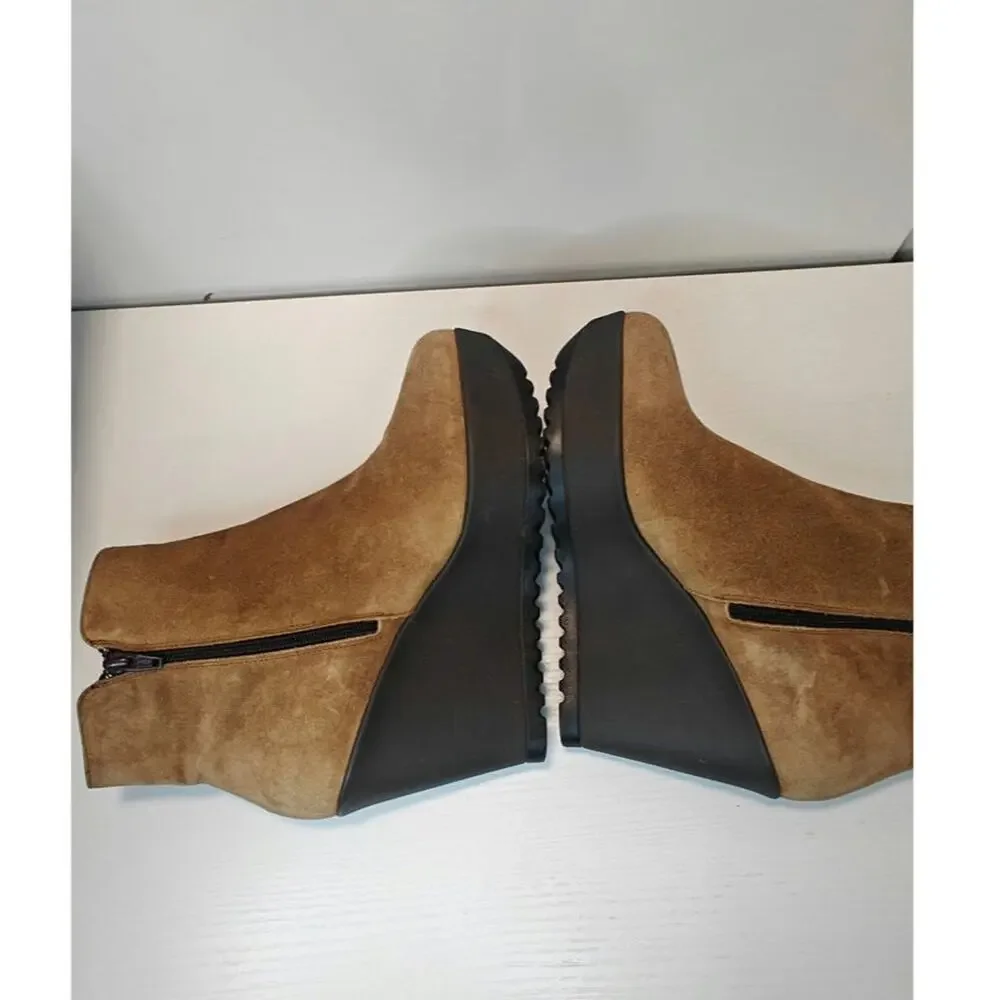 Vintage Y2K brown Platform wedge booties sz 8.5